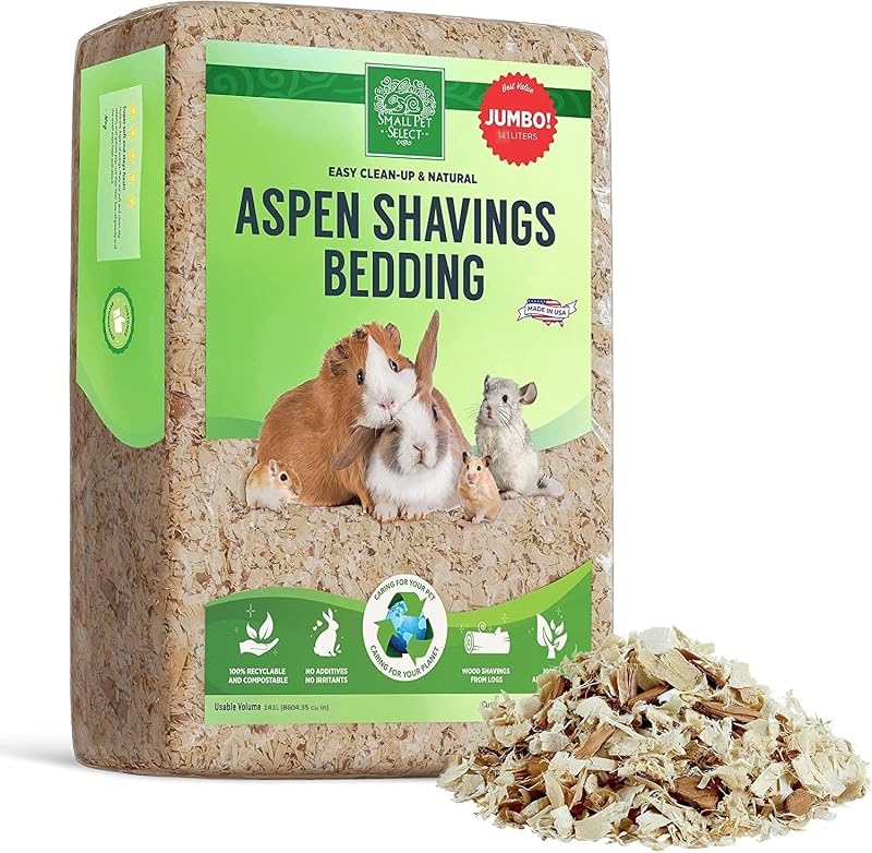 Ropa de cama de Aspen natural de primera calidad, ropa de cama de animales para mascotas pequeñas de interior y exterior, fabricada en los EE. UU., tamaño gigante, paquete de 141 L | Ropa de cama de madera natural, bajo contenido de polvo, control de olores, fabricado en EE. UU., para conejos, hámsteres y mascotas pequeñas de interior y exterior