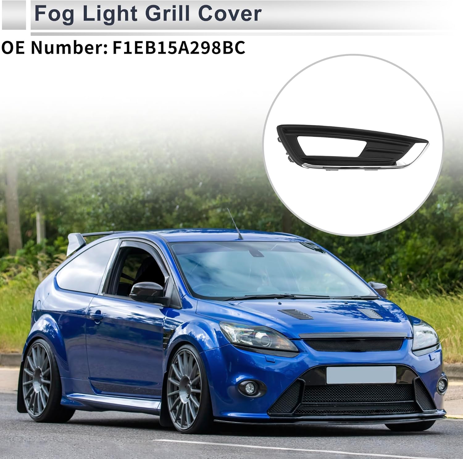 Front Right Fog Light Grill for Ford Focus 2015-2018 Front Lower Bumper Fog Light Cover Inserts No.F1EB15A298BC ABS 1 Pc
