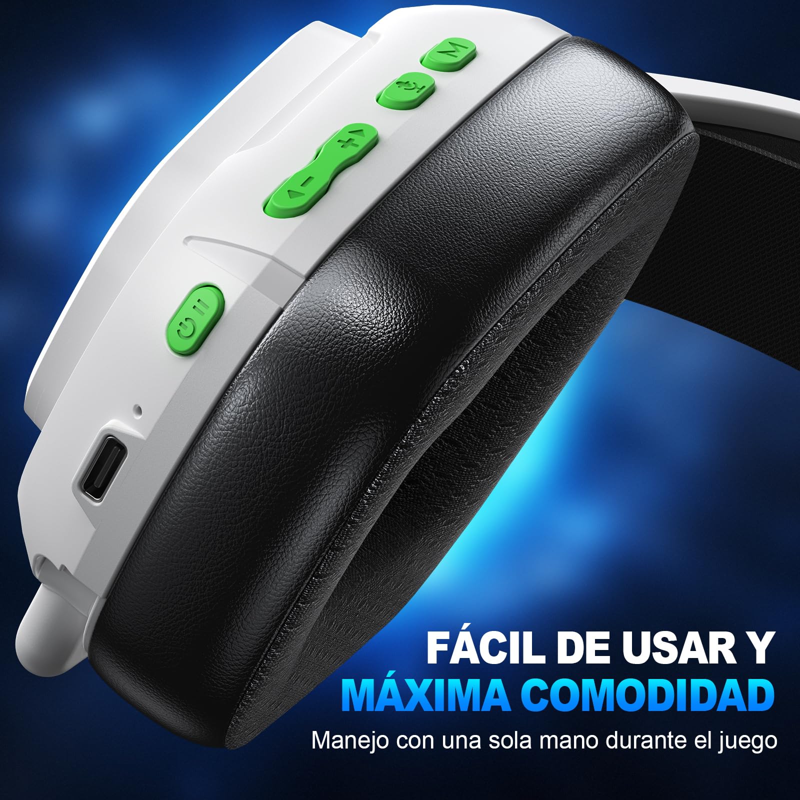 VK84 Cascos Gaming Inalambricos para Ps4, Ps5, PC, Mac, Switch, Auriculares Gaming con Micrófono con cancelación de Ruido, Cascos de Juego Bluetooth 5.4, Blanco Y Negro Brillante