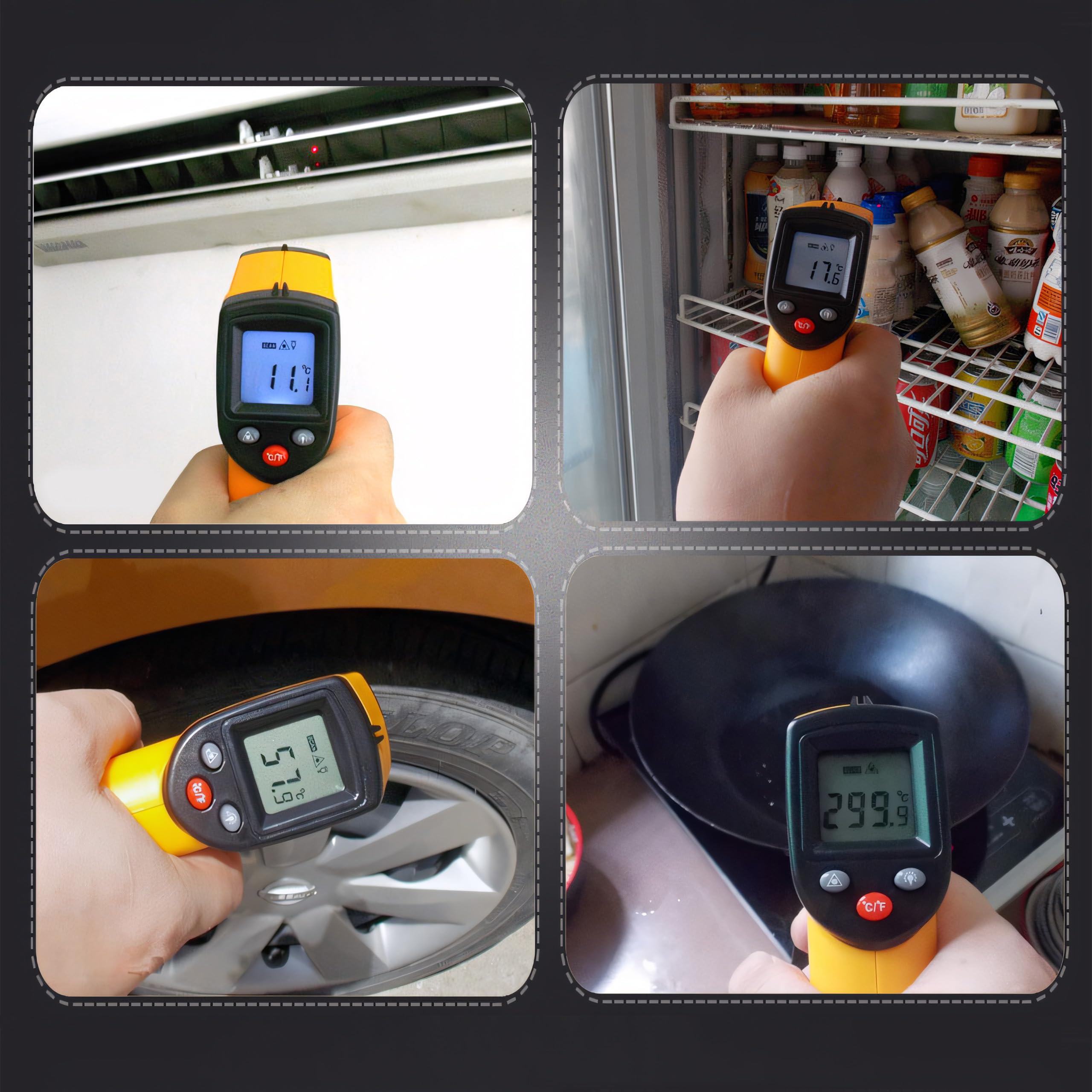 Termometro Infrarossi Digitale Pirometro Pistola Temperatura Laser -50 °C ~ 380 °C LCD