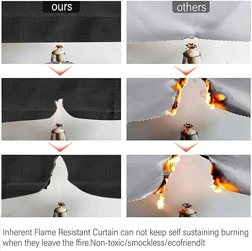 Miniatura 7 de Tisjoran Cortinas opacas ignífugas resistentes al fuego, con aislamiento térmico y bolsillo para barra, paneles para dormitorio, 84 pulgadas de