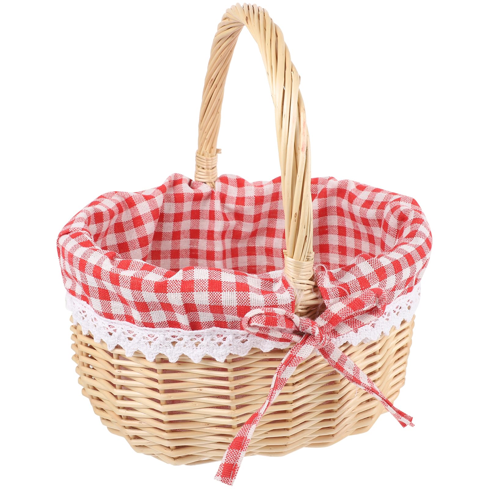 Panier En Osier Naturel Avec Doublure - 26x20x28cm - Idéal Pour Pique-Nique, Rangement Ou Décoration Pâques