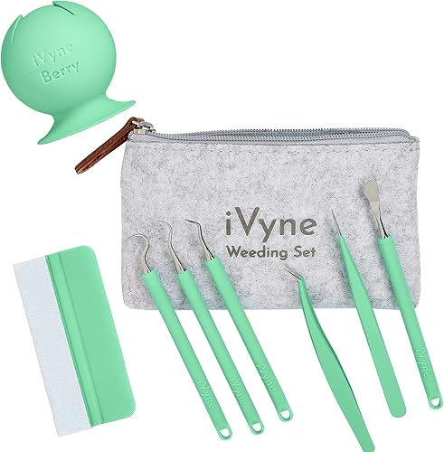 iVyne Kit de herramientas de deshierbe de vinilo de alta calidad y recolector de desechos de deshierbe herramientas de agarre suave con bayas,