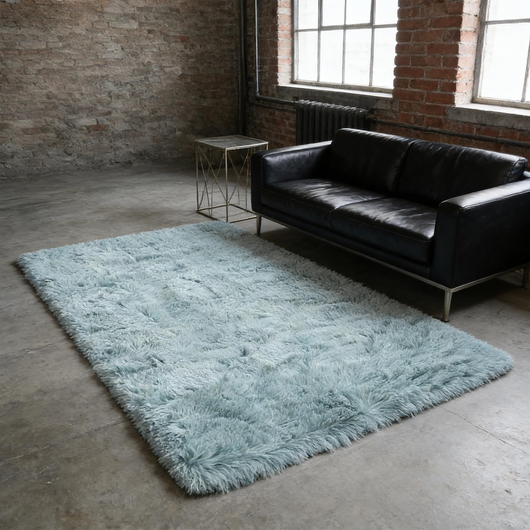 Tapis moderne 320 x 400 cm bleu clair tapis salon vintage doux et dense