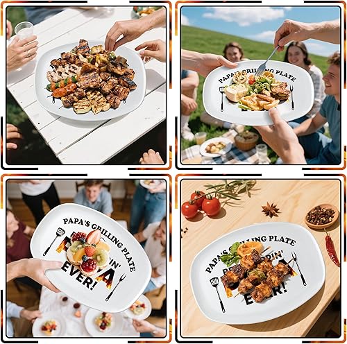 Vista 38 de R HORSE Plato de parrilla para padre, plato de regalo para abuelo, barbacoa, plato blanco ovalado, para servir abuelo, hombres, día del padre