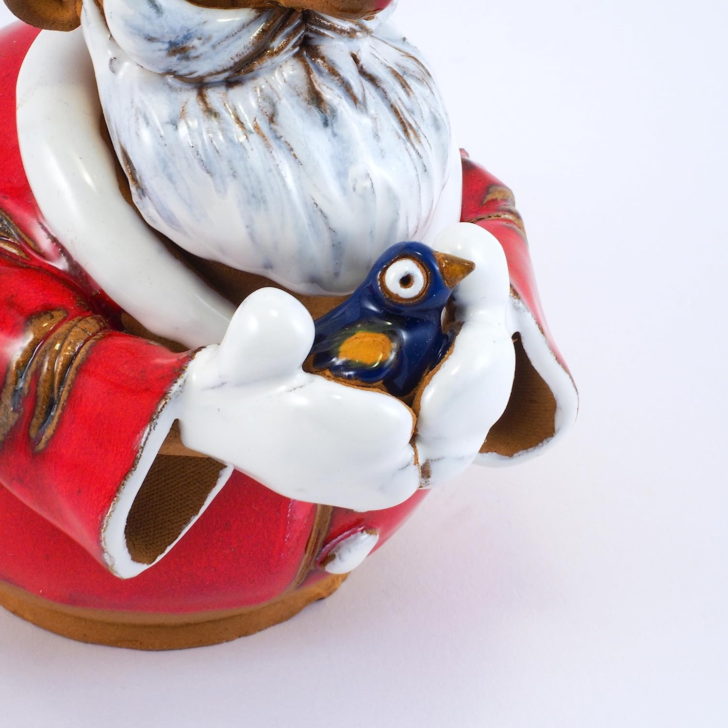 Ceramic Decoration for Garden and Yard | Outdoor Ornament with Stake | Santa and the Bird | GKW4