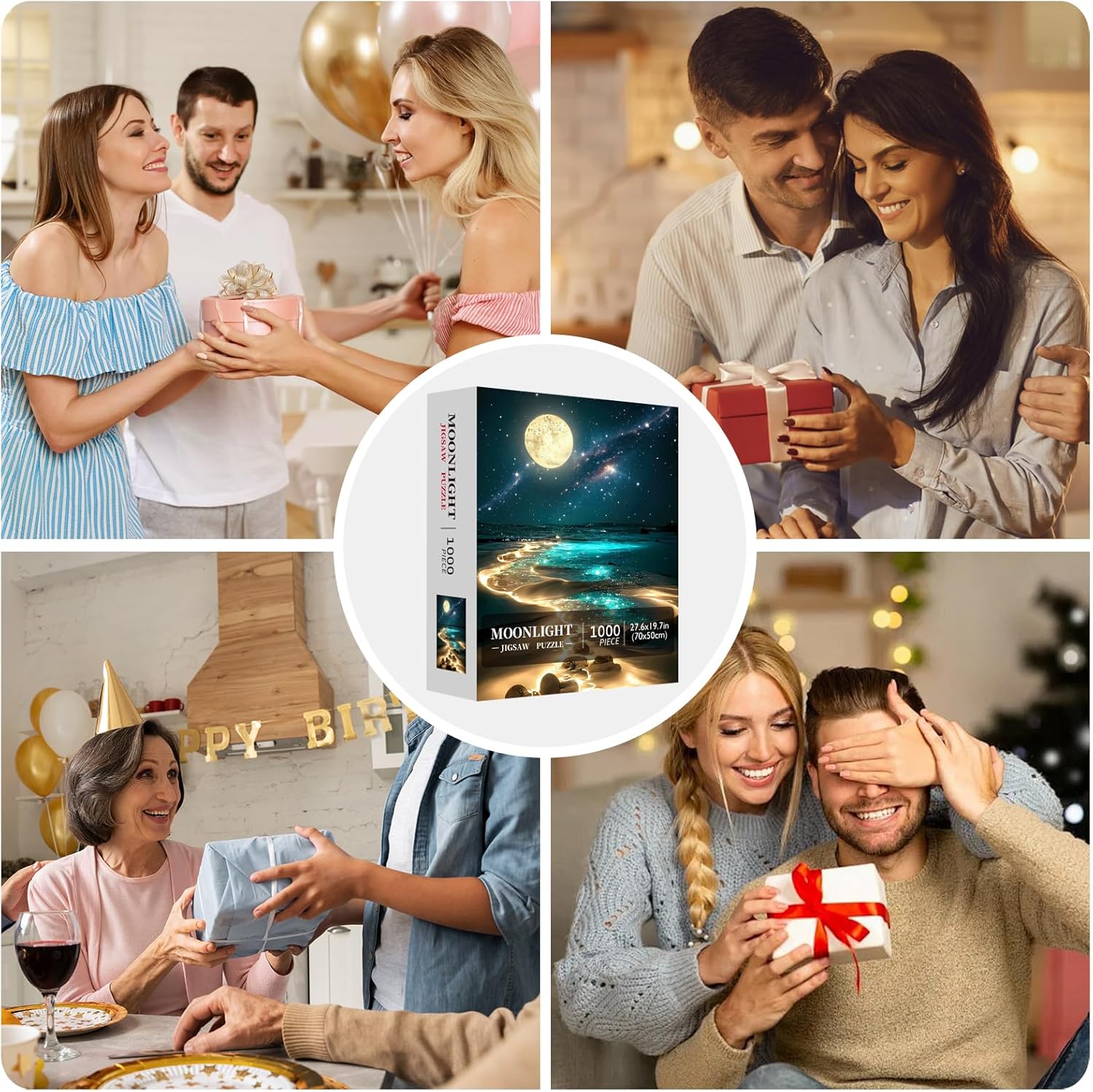Moonlight Jigsaw Puzzles for Adults 1000 Pieces, Sparkling Beach Nature Landscape 1000 Piece Puzzle for Adults, Fun Hard Difficult Impossible Challenging Jigsaw Puzzles 1000 Pieces