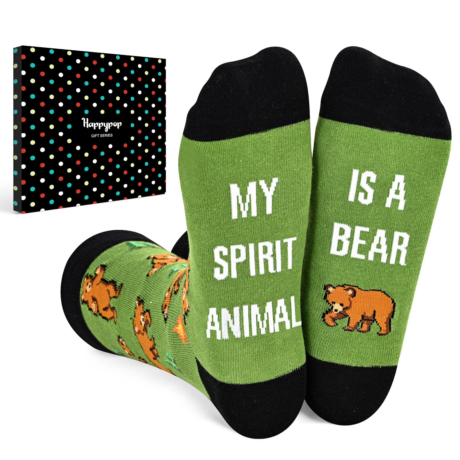 HAPPYPOP Funny Socks for Men Women - Squirrel Giraffe Bear Panda Fox Moose Gifts for Teens