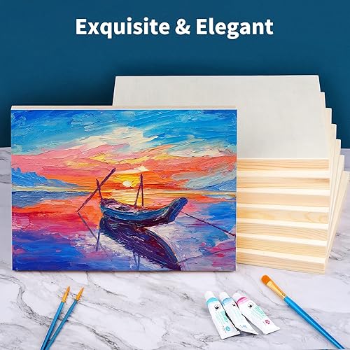 Miniatura 6 de ADXCO Paquete de 8 paneles de madera de 9 x 12 pulgadas, tableros de madera de madera sin terminar para pintura, arte, verter con aceites, acrílicos
