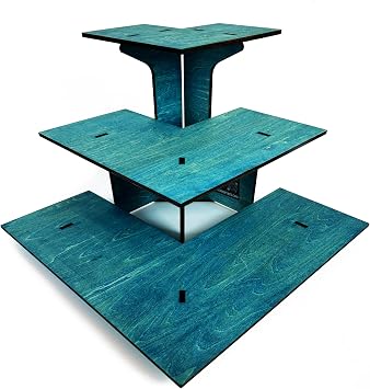 3-Tier Corner Retail Table Display Stand with Shelves | 3 Step Corner Display Rack for Counter Top, Craft Shows, Farmers Market, Trade Shows, Pop ups, Soap Display, Candles, Tumblers Blue