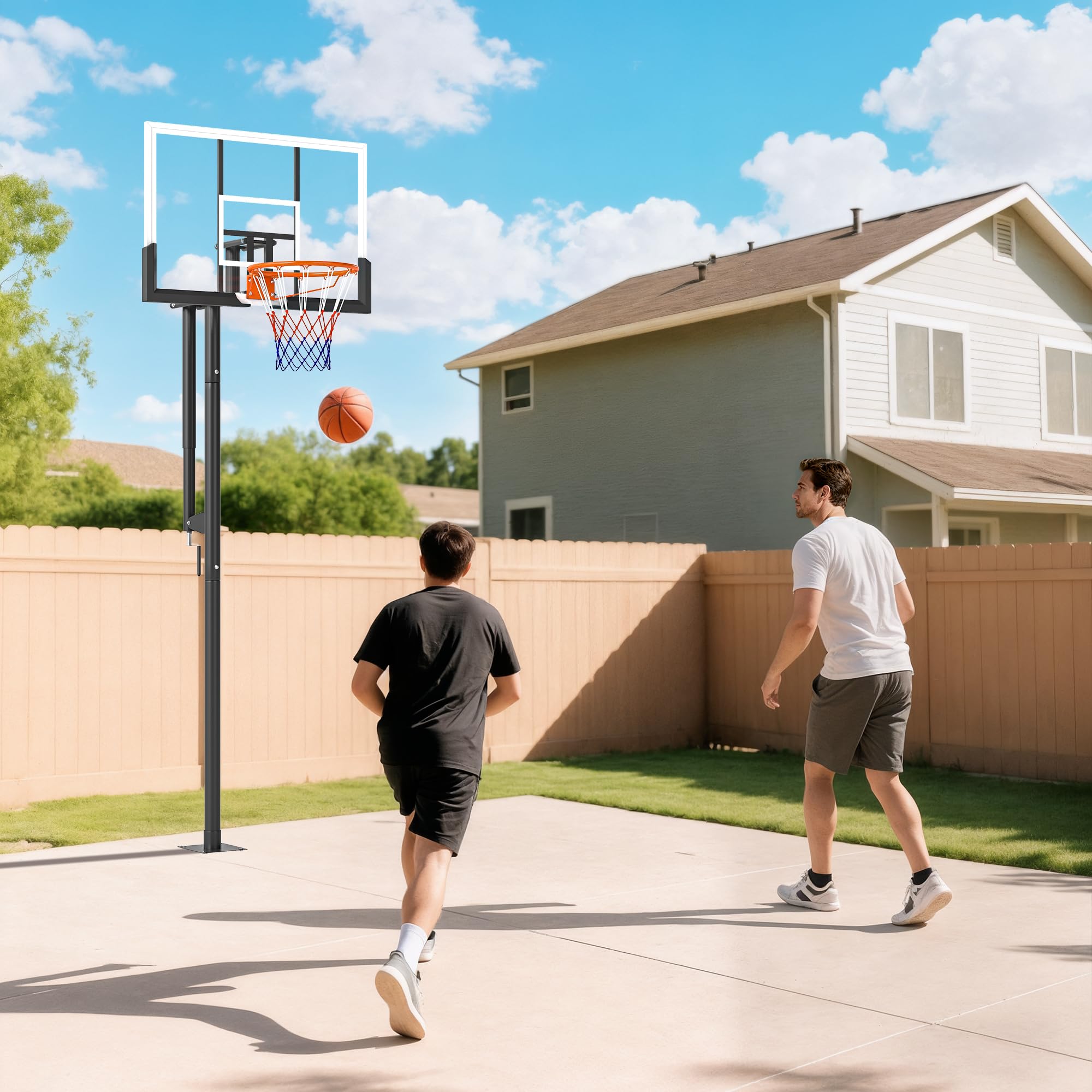 SPORTNOW Canasta de Baloncesto Exterior Altura Ajustable 230-305 cm Tablero Irrompible 120 cm Aro 48 cm