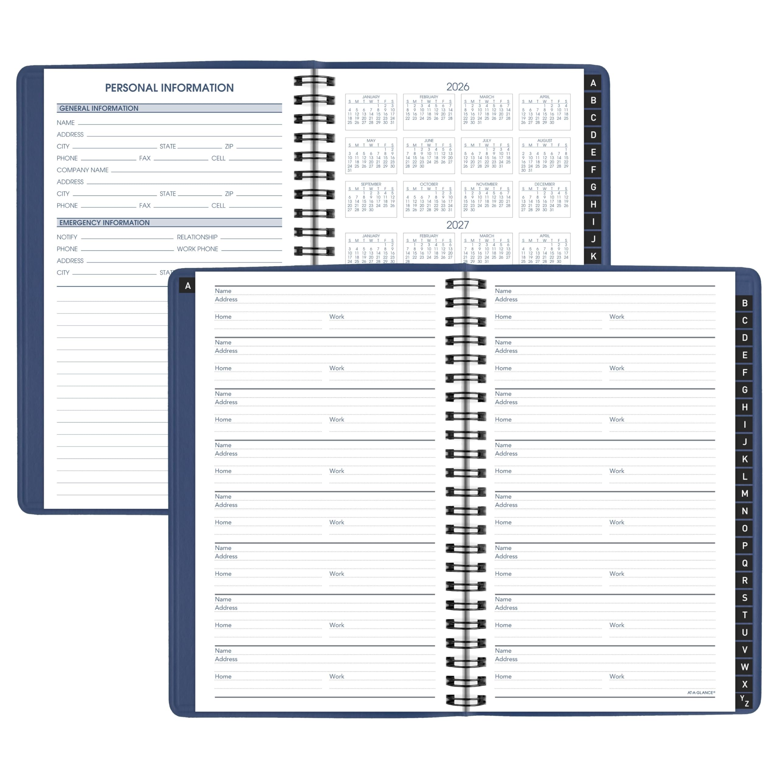 AT-A-GLANCE Agenda settimanale per appuntamenti 2027, 12,7 x 20,3 cm, ogni ora, blu (701082027)