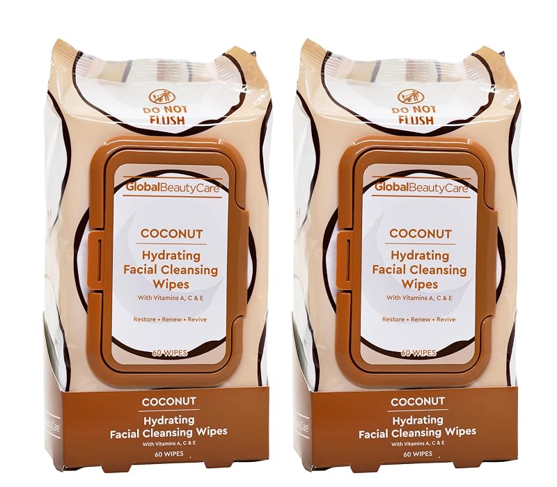 Lenços demaquilantes faciais com coco Global Beauty Care, 60 unidades