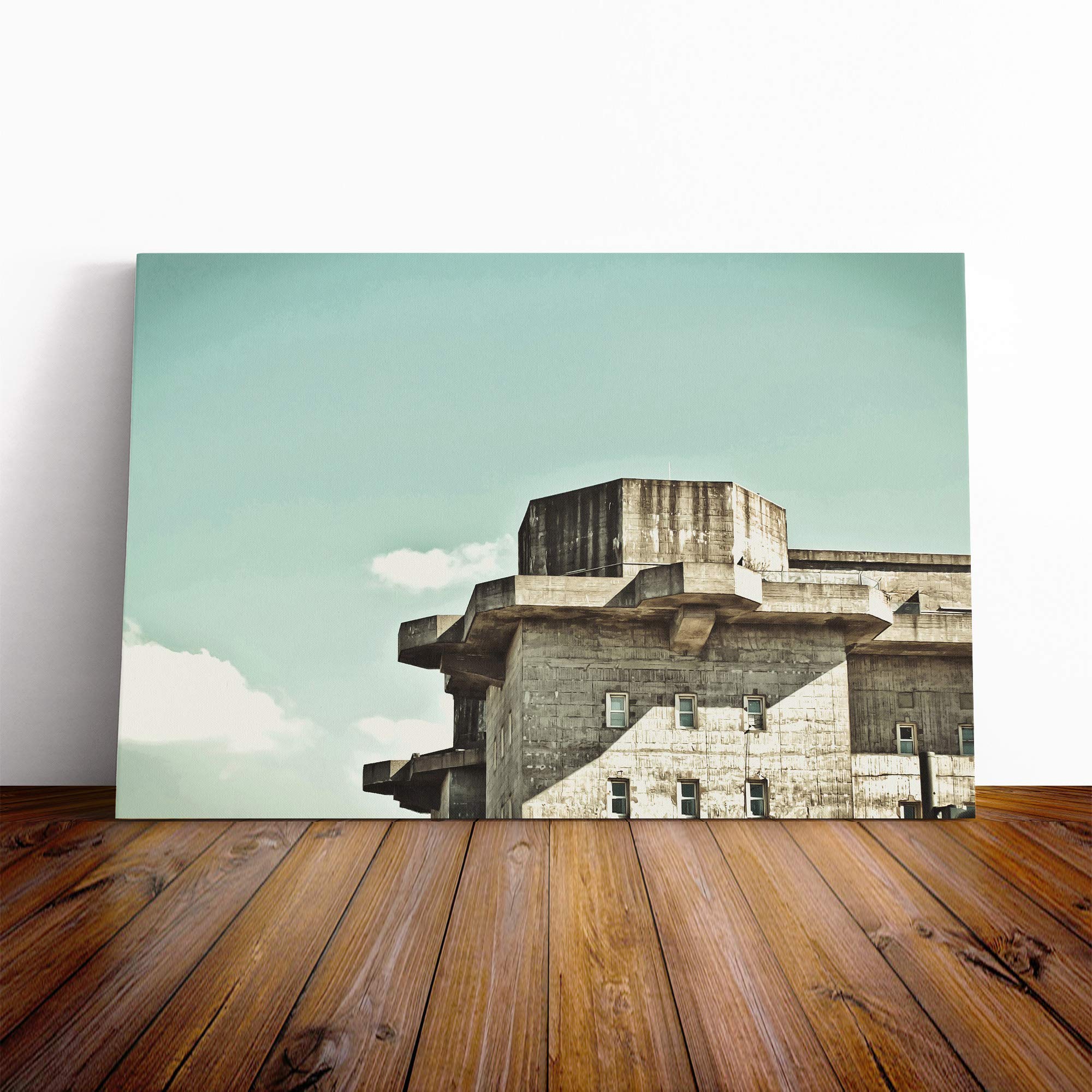 Architecture Bunker House Canvas Print | Gallery Wrapped 30mm Frame Wall Art | 30x20 inches | Ready to Hang | Modern Cityscape Picture | Living Room Bedroom Lounge Office