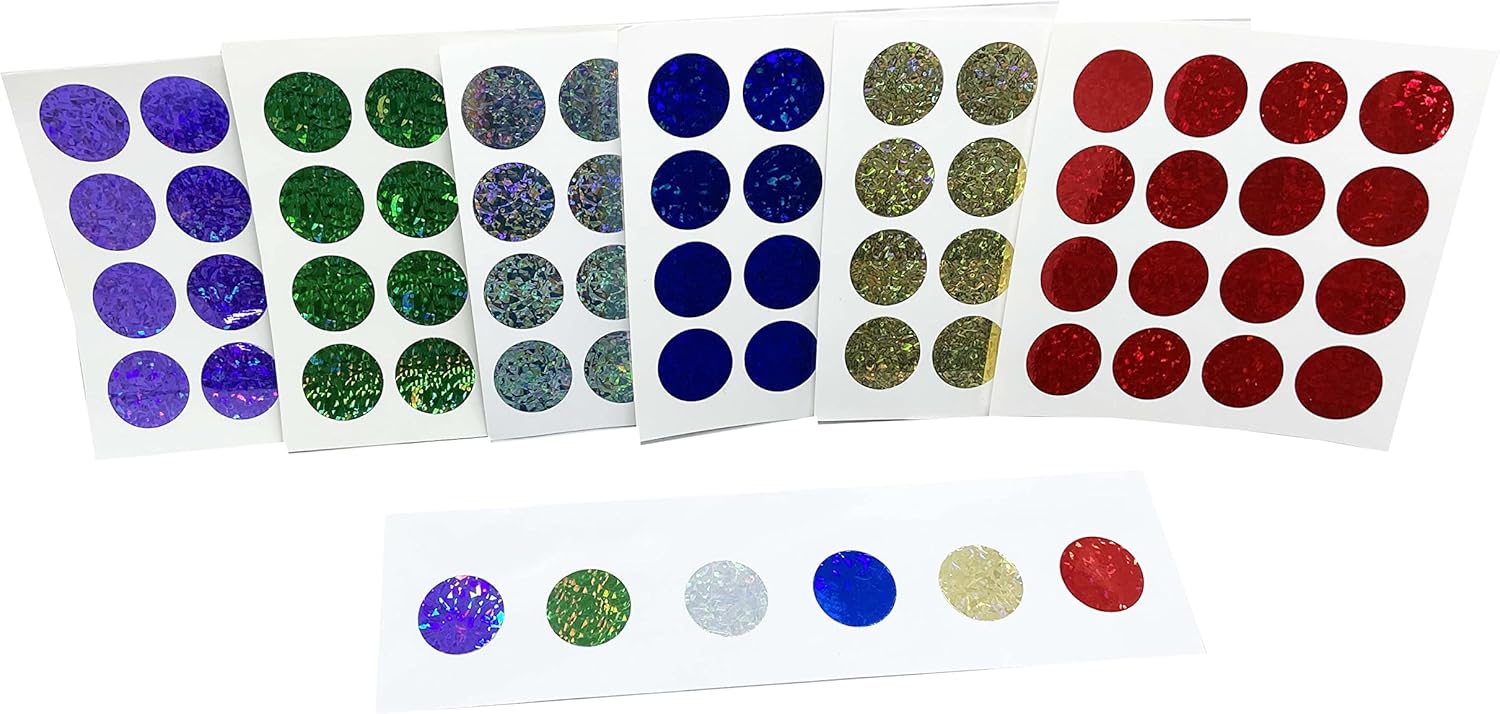 PerfectHues 4/5 inch Metallic Coding Dot Sticker Labels - 288 Pack 16 dots per Sheet 6 Assorted Colors : Office Products