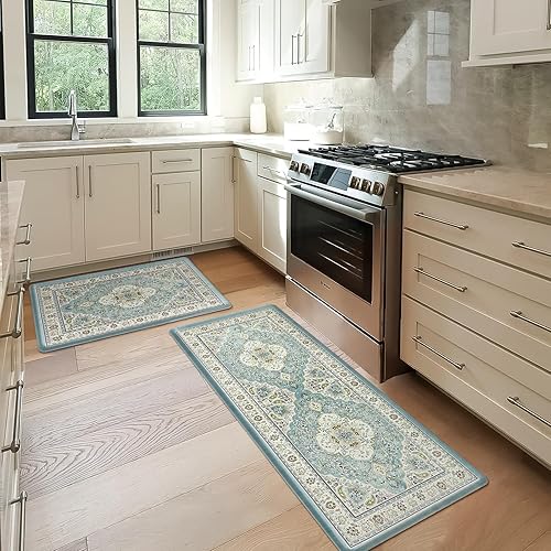 Collive Juego de 2 tapetes de cocina antideslizantes para el suelo, tapetes de cocina antideslizantes para el suelo, alfombras y tapetes de cocina,