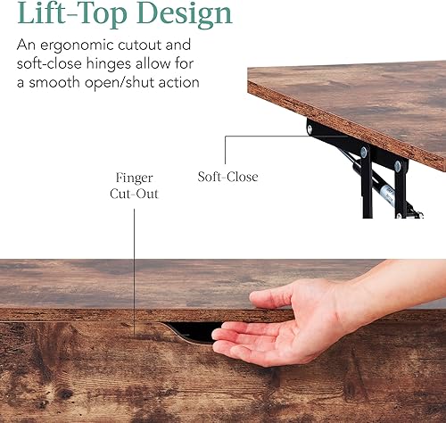 Miniatura 4 de Best Choice Products Mesa auxiliar elevable, mesa de centro multifuncional de madera de mediados de siglo para sala de estar con almacenamiento