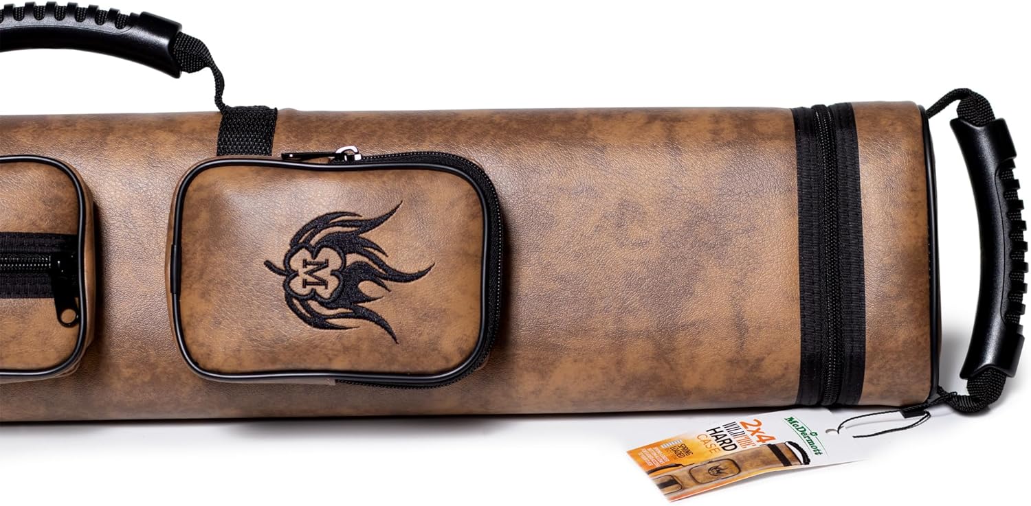 McDermott Wildfire Embossed 2x4 Faux Leather Hard Pool/Billiard Cue Case - Brown
