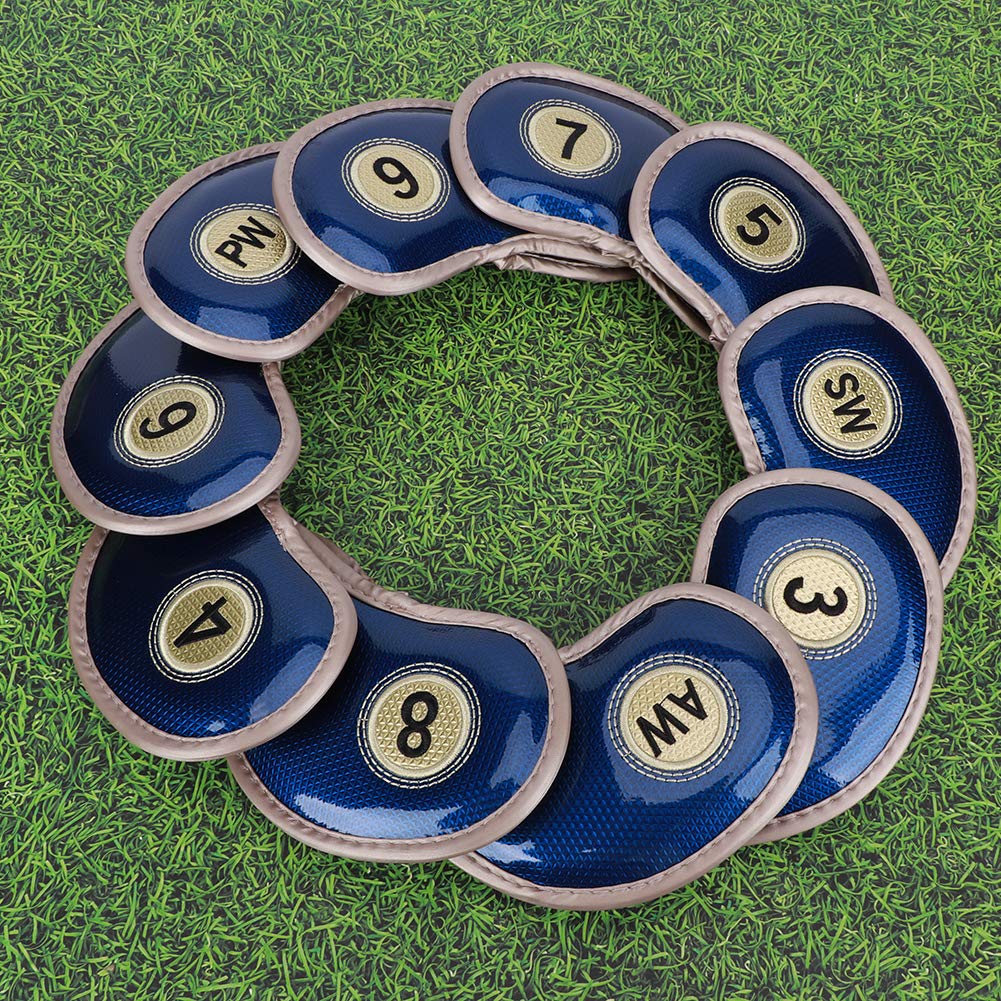 RiToEasysports Paquete de 10 Fundas para la Cabeza de Hierro para planchas de Golf, Fundas Protectoras Impermeables para la Cabeza del Club de Golf de Hierro PU