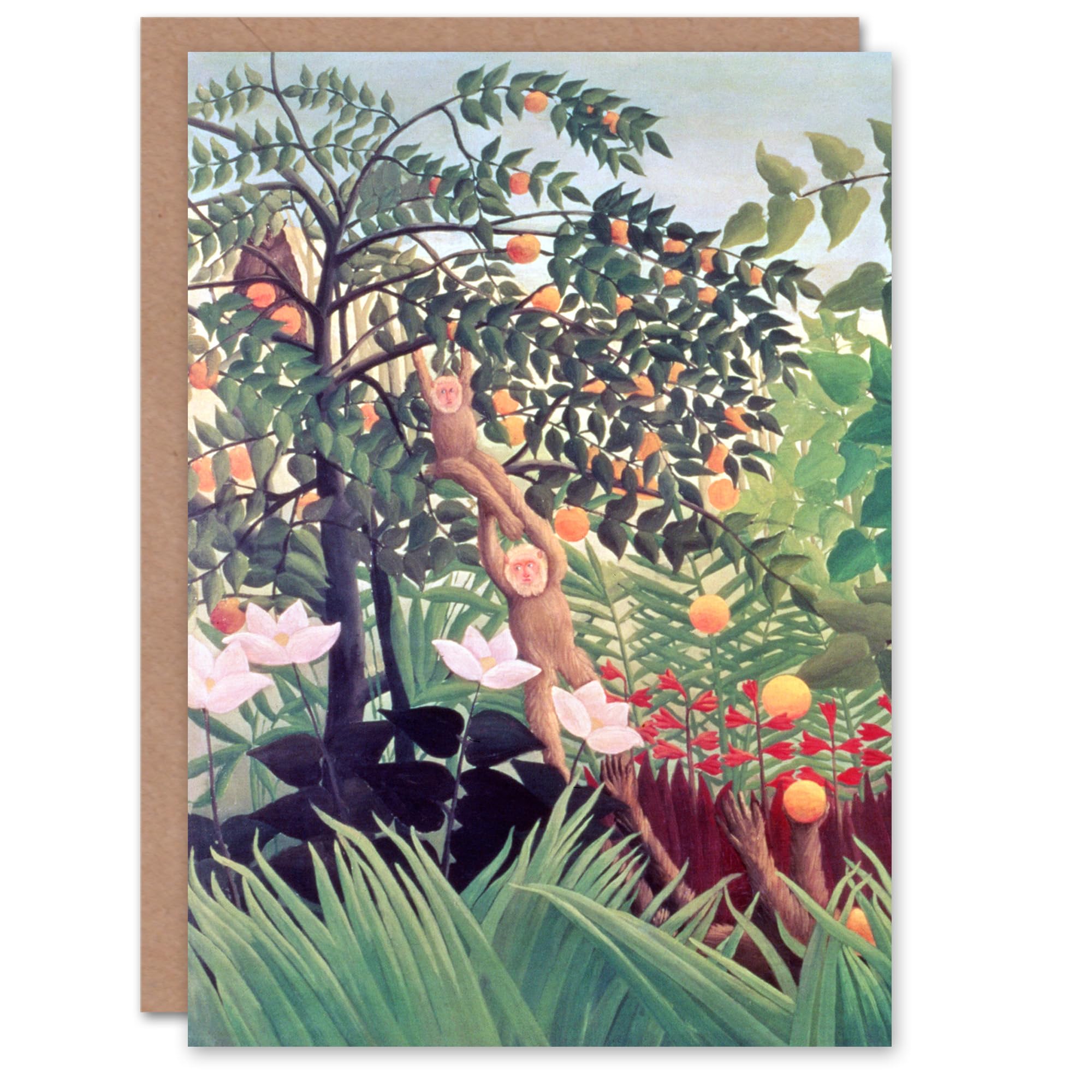Artery8 Henri Rousseau Art Card Exotic Landscape Fruit Tree Monkeys
