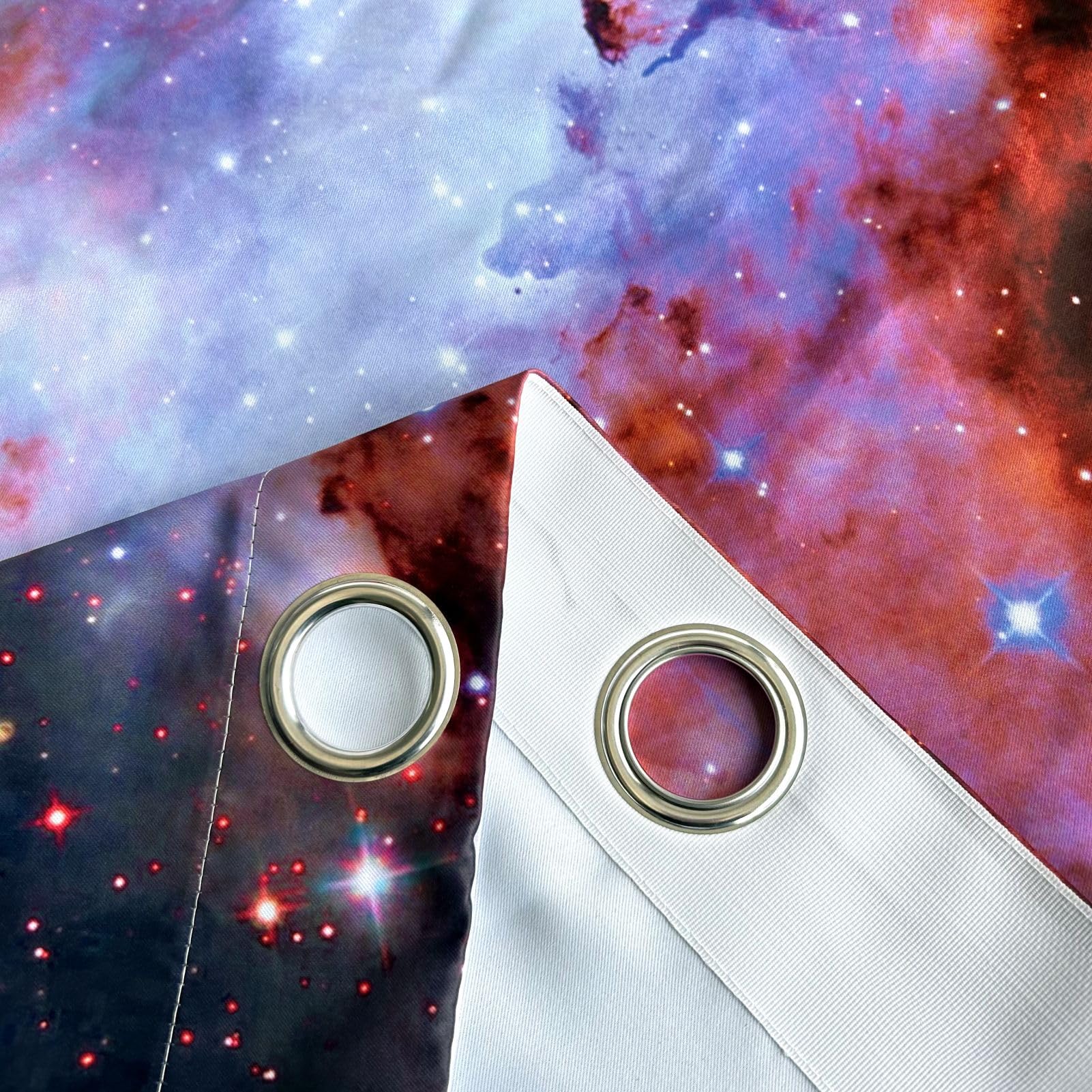 ANHOPE Galaxy Curtains Eyelet Soft Thermal Insulated Ring Top 80% Blackout Curtains with Cosmic Space Nebula Print Pattern Window Drapes for Kids Boys Girls Bedroom Living Room 46 x 54 Inch 2 Panels - Image 4