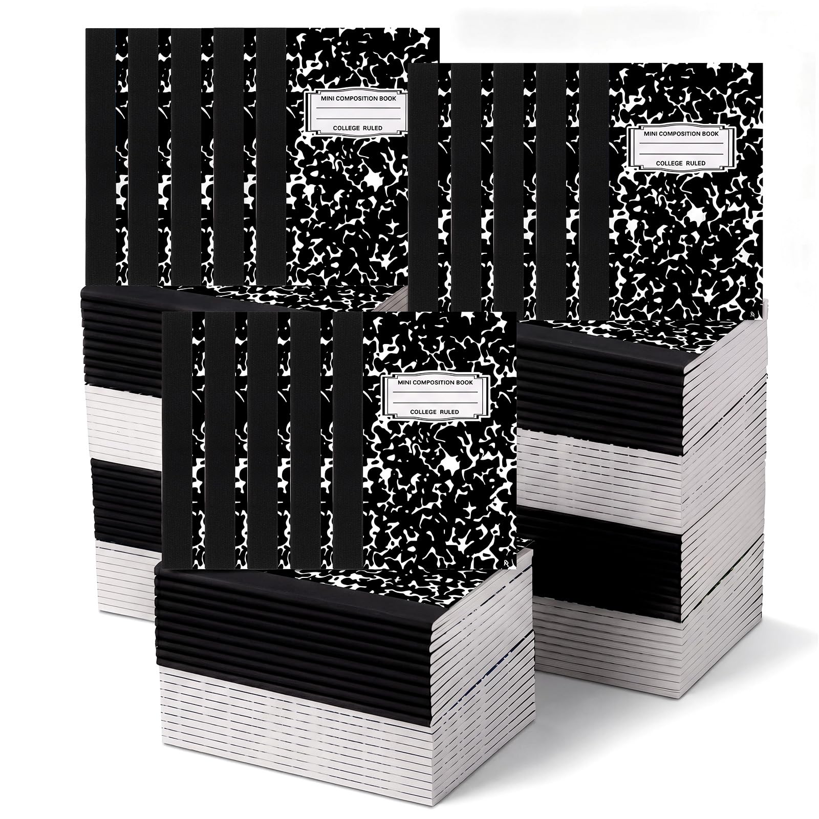 Resurhang Confezione da 200 mini quaderni tascabili per composizione universitaria a righe 11,4 x 8,3 cm, piccoli quaderni per diario, 30 fogli/60 pagine, copertina marmorizzata per scuola e ufficio