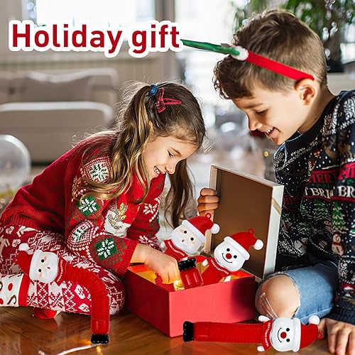 Miniatura 4 de 4 tubos de Navidad Pop Tubes Fidget Toys, tubos sensoriales para niños pequeños, juguetes para decoración de árbol de Navidad, juguetes sensoriales
