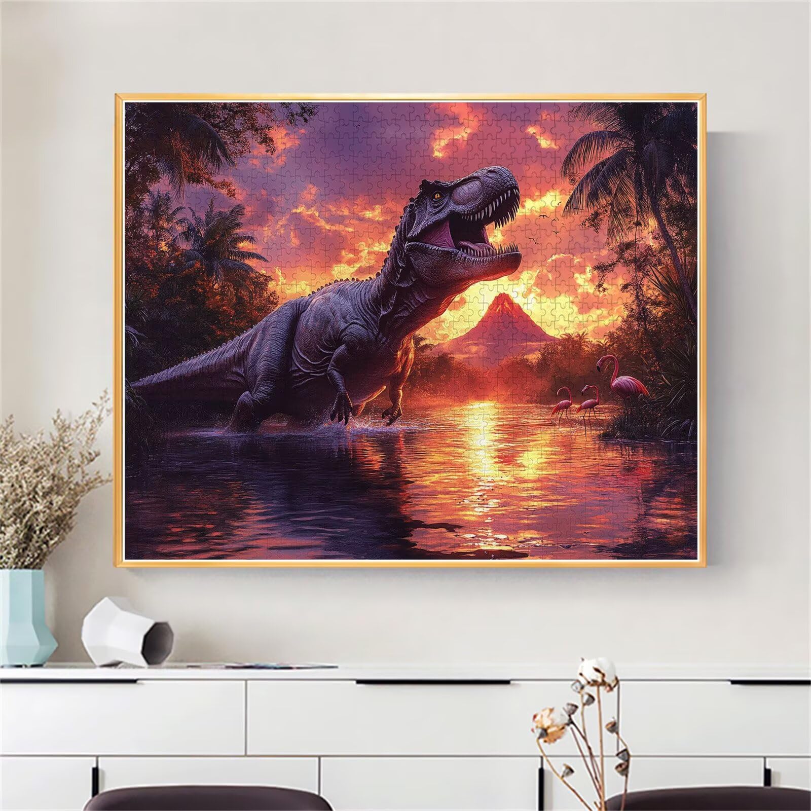 Dinosaurier Puzzle für Erwachsene Kinder Anspruchsvoll 5000 Teile Impossible Klassische Puzzles Schwer Sonnenuntergang ab 8 9 10 Jahre für Mädchen Jungen Jigsaw Kunst Educa Geschenke 105x156cm t-409