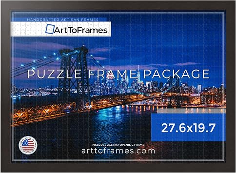 ArtToFrames 27.6x19.7 INCH / 70x50 CM Brown Frame for 1000 piece Puzzles.This 1.2500 Inch Custom Engineered Wood Puzzle Frame is Coffee - with Economy Acrylic PuzzleFRBW26061-27.6x19.7