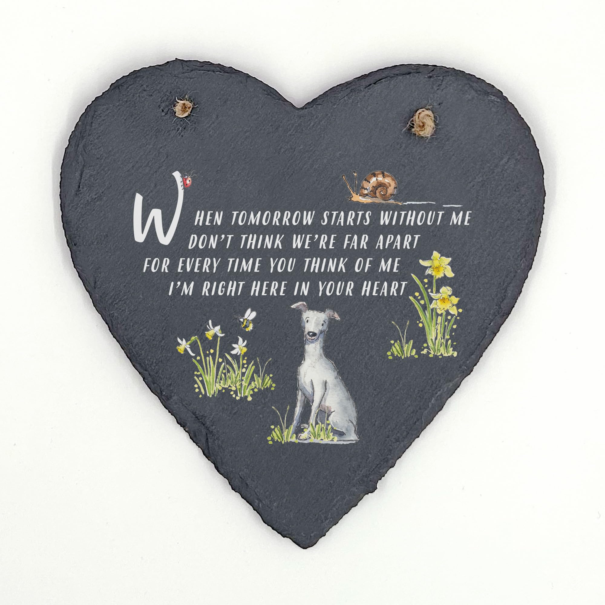 Image Industry Whippet Memorial Slate Heart Keepsake – Dog Remembrance Plaque Sympathy Gift Pet Loss Ornament Hanging Decoration
