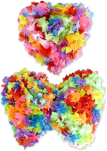 Miniatura 5 de AnapoliZ Mega Luau Leis - Paquete de 100 collares florales de verano tropicales multicolor con temática hawaiana de seda de imitación, regalos de