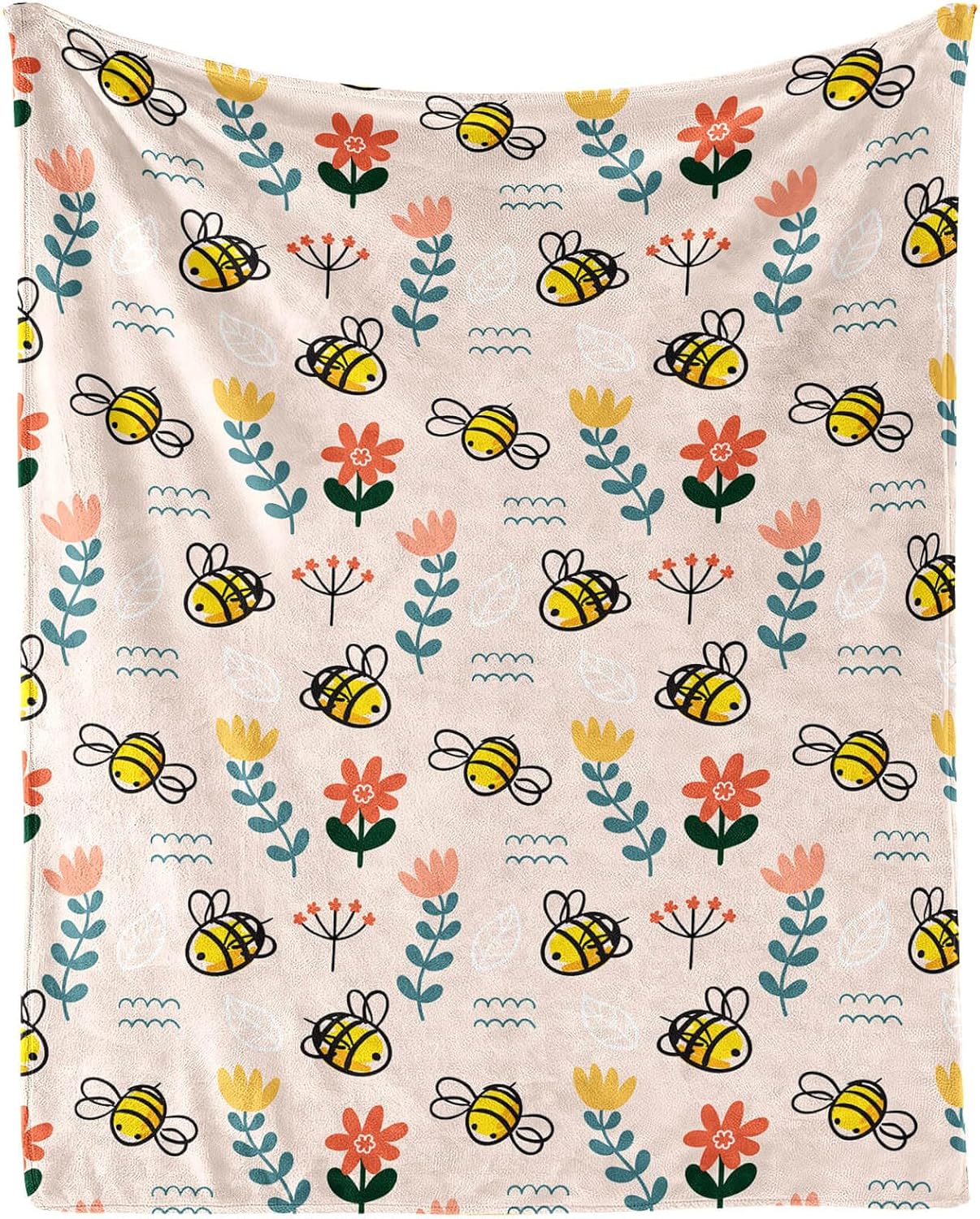 Bee Blanket for Women Men, Cute Bee Themed Design Printed Throw Blankets for Teens Adults Lap, Couch Bed, Warm Soft Cozy Blanket, 60"x 80"
