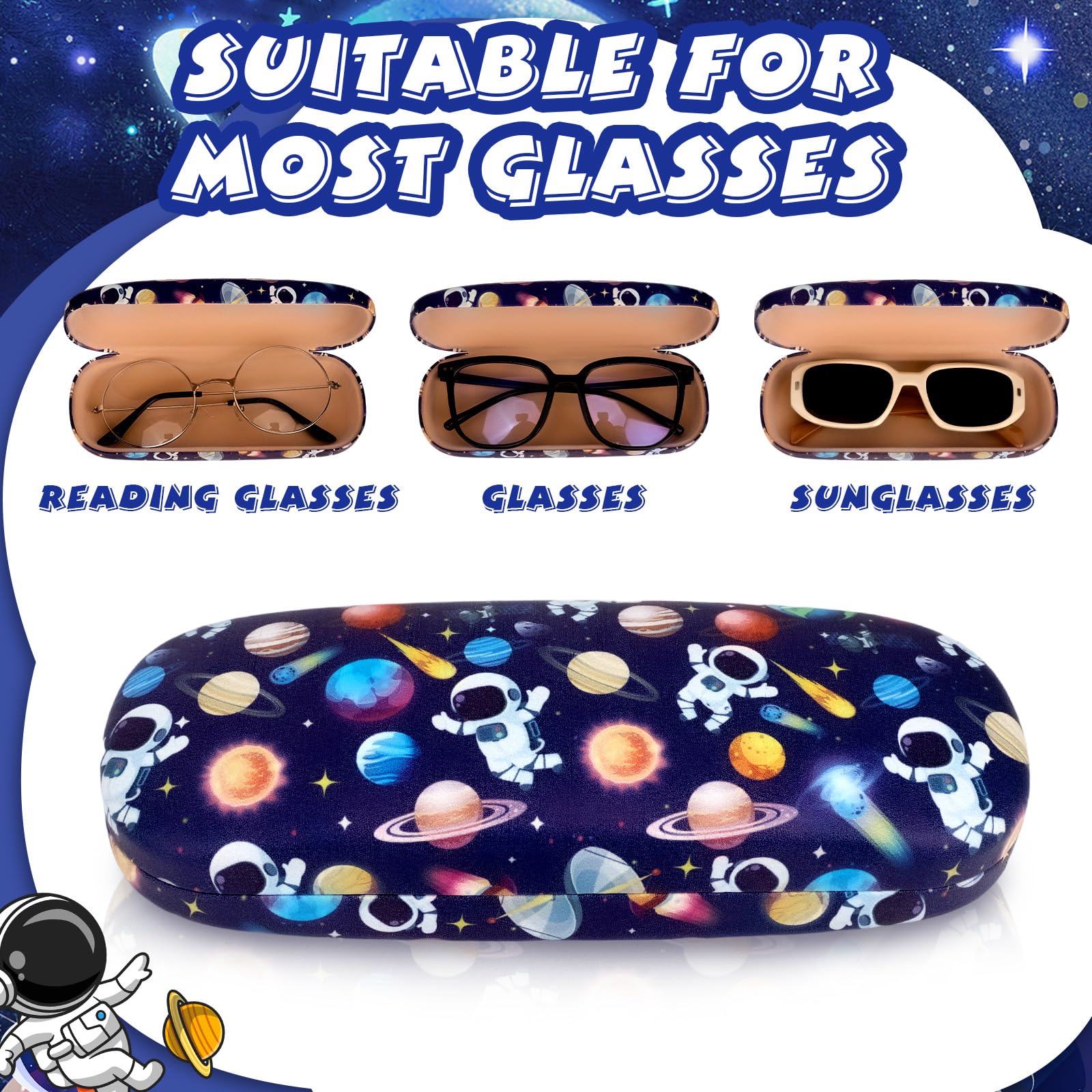 Custodia Occhiali 2-Pack, Unicorn Sirena Custodia Occhiali Rigida per Ragazza, Portaocchiali Astuccio Rigido con Panno per Occhiali