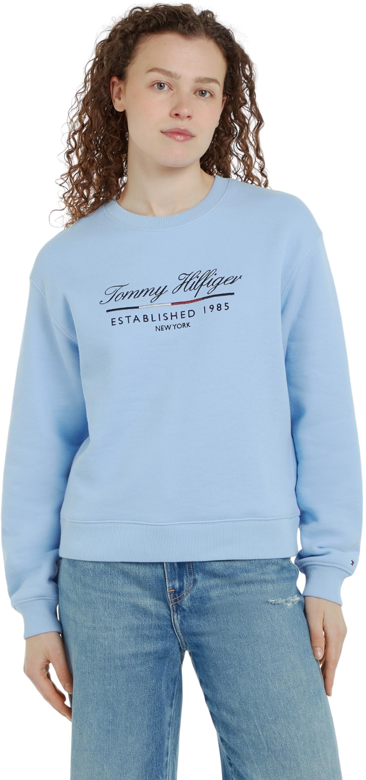Tommy Hilfiger Women’s Round Neck Sweatshirt, Blue (Vessel Blue), XS