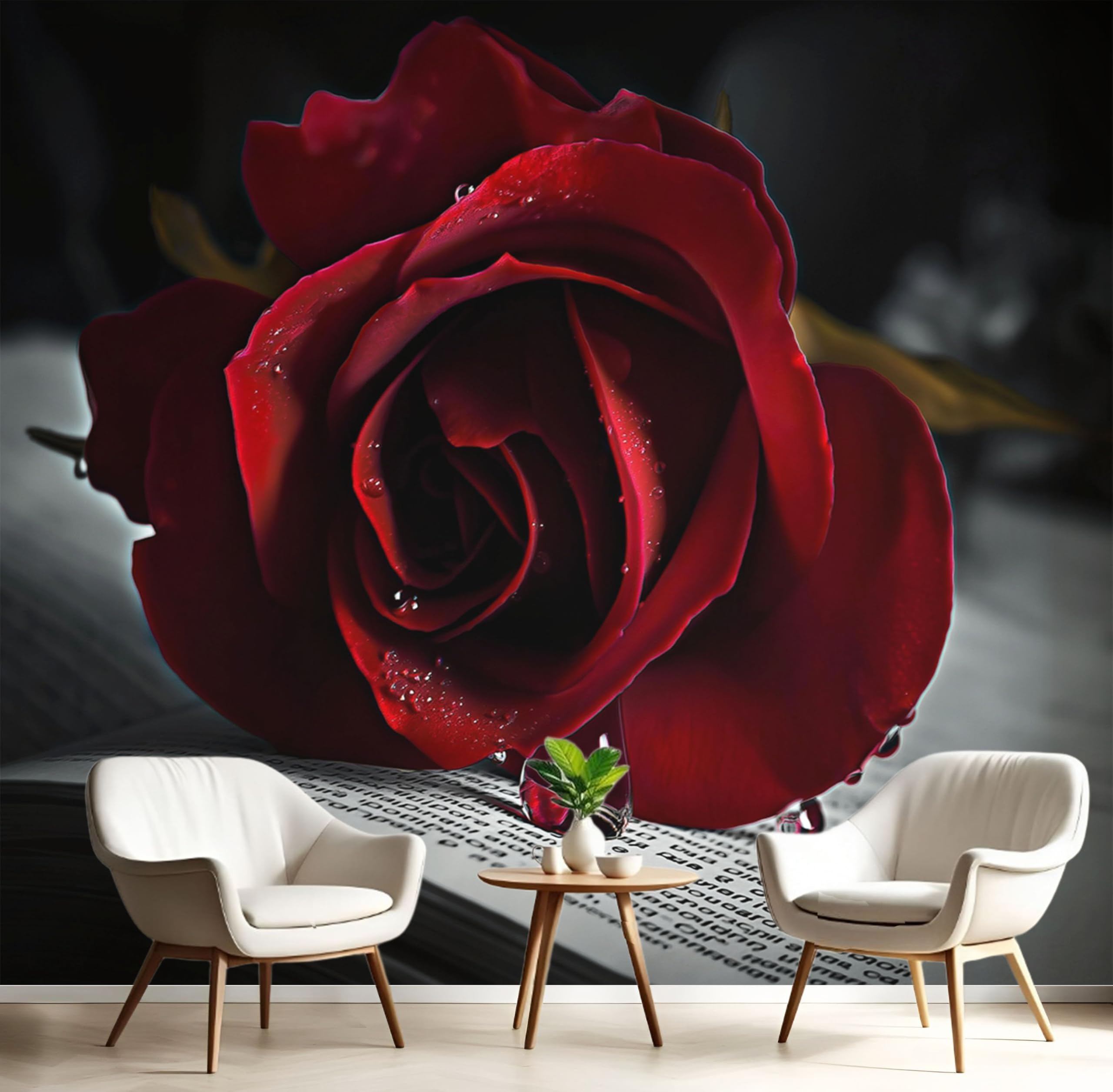 Papier peint panoramique rose baroque en soie 300x210 cm poster géant décoratif