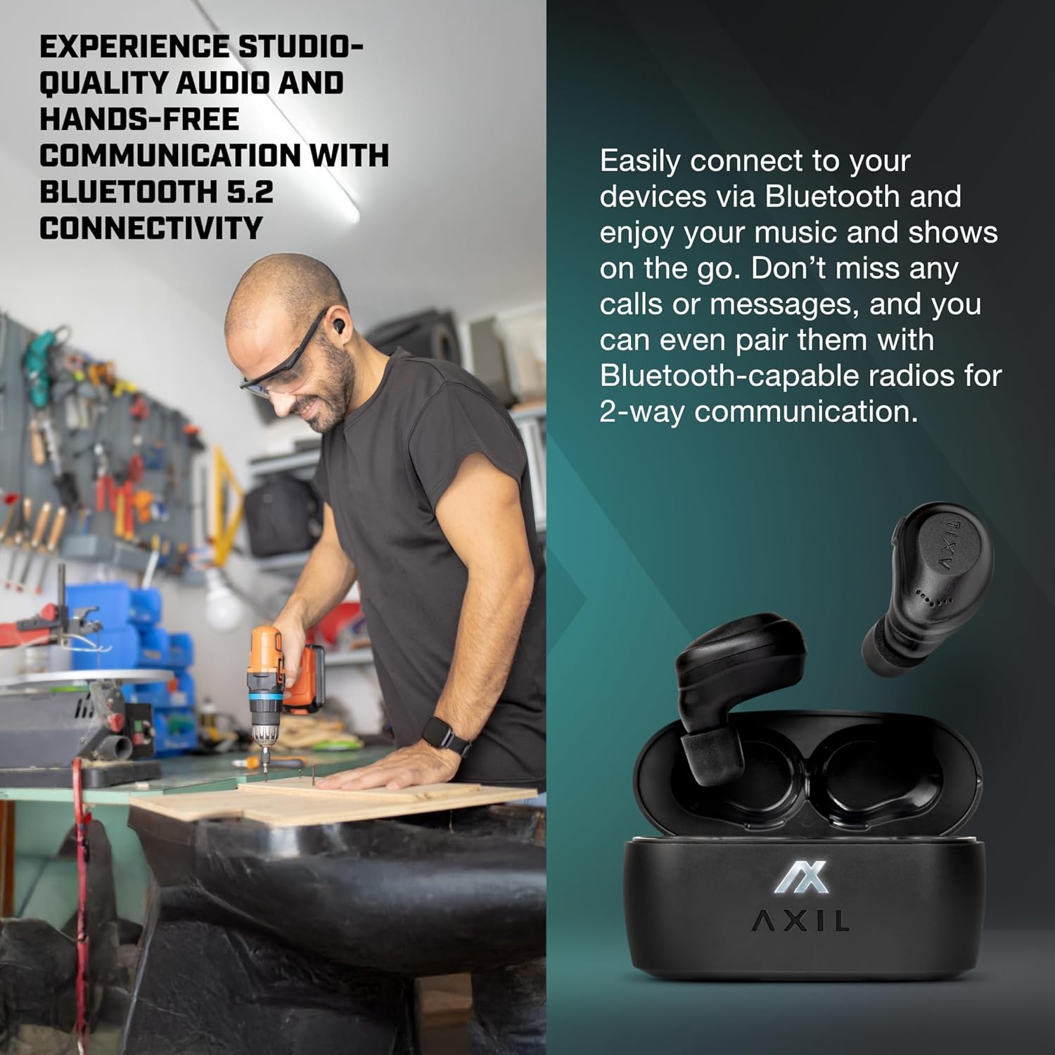 AXIL XCOR PRO SE Electronic Ear Protection – Bluetooth Shooting Earbuds with Noise Amplification, Hearing Protection, Call & Music Support for Hunting & Tactical Use