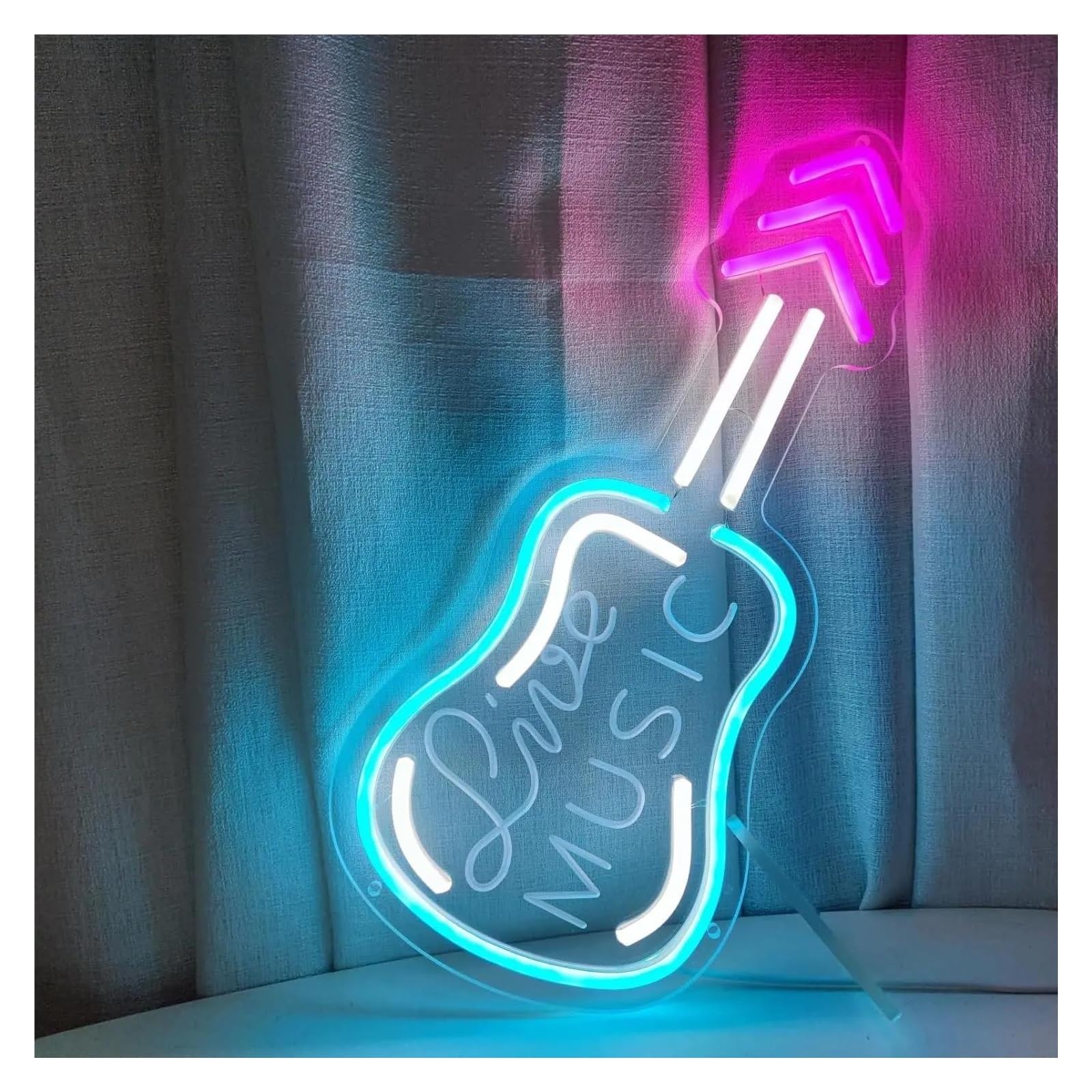 Shouxi One Color Sign Lamp Guitar Neon Sign For Music Bar Pub Bedroom Studio Shop Decor 39X30cm