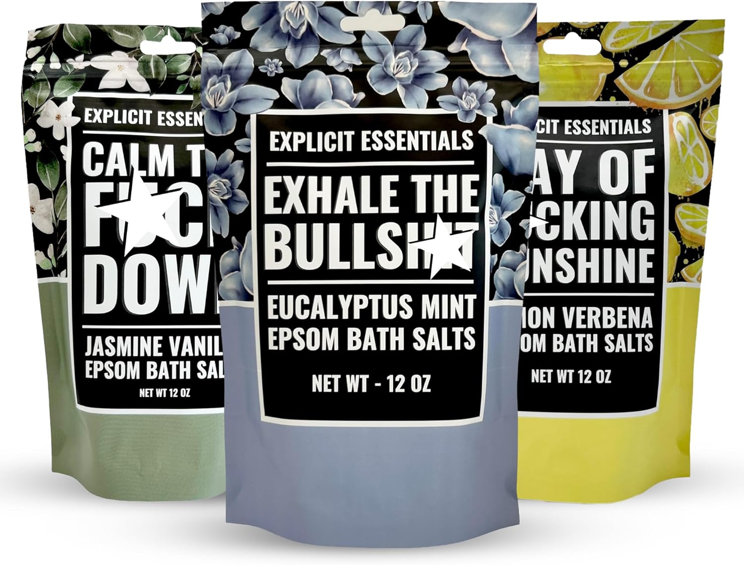Bath Salt Gift Set for Women – 3-Pack of 12oz Aromatherapy Soaks – Relaxation Spa Gift – Sweet Raspberry, Lemon Verbena, Tropical Scented