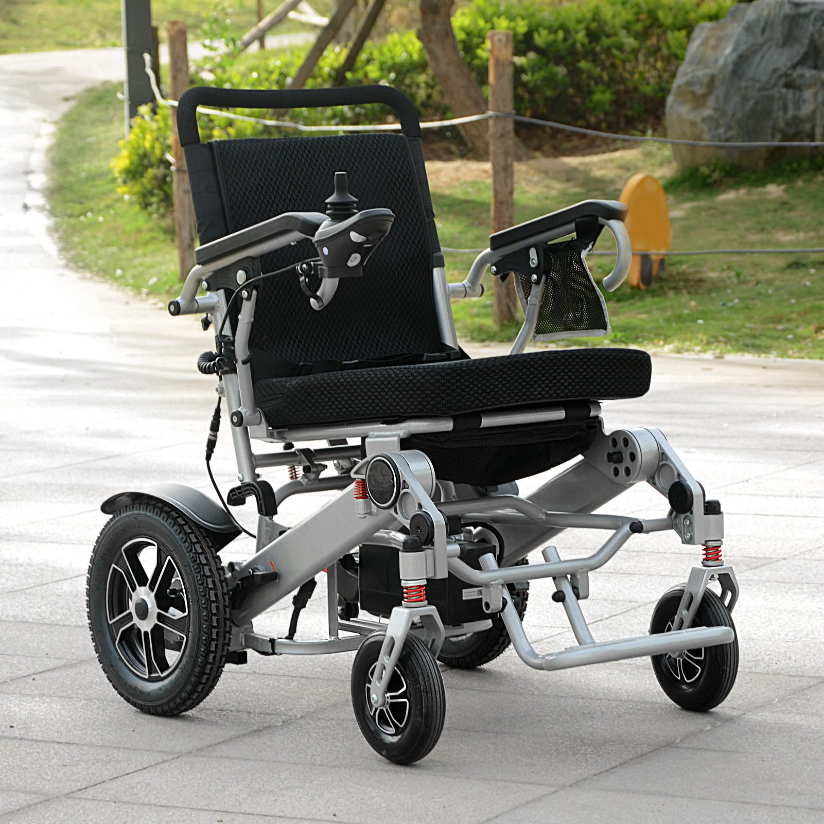 Fauteuil roulant électrique pliable, divisible, avec lumière LED et housse de protection, largeur d'assise de 51 cm, fauteuil roulant électrique, pliable, 2 fauteuils roulants électriques de 12