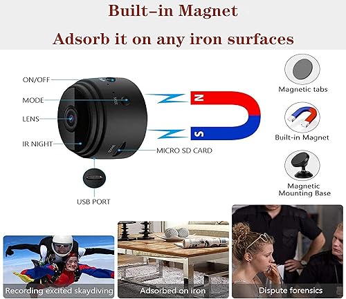 Cámara oculta, 1080P HD video y audio cámara espía, cámara de niñera, tarjeta SD de apoyo, mini cámara, cámara de vigilancia Full HD, cámara pequeña