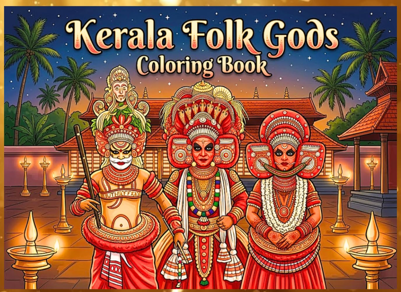 Kerala Folk Gods Coloring Book: Sacred Theyyam, Bhagavathi, Muthappan & Traditional Kerala Deities | Mythology Coloring Book for Adults and Teens