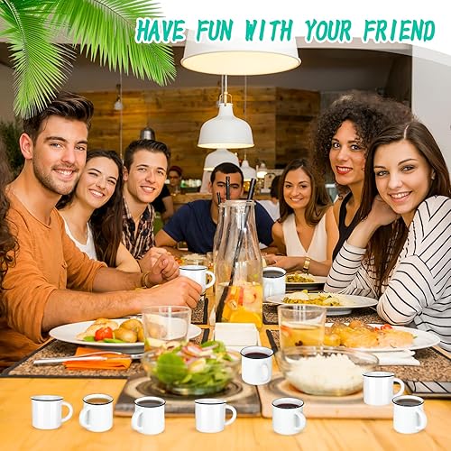 Miniatura 5 de Uiifan 24 tazas de café blancas de cerámica a granel para el hogar, viajes, pequeñas tazas de camping portátiles, tazas vintage de espresso con asa,