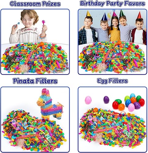 Miniatura 9 de Funeed 1000 piezas de recuerdos de fiesta, caja del cofre del tesoro, juguetes para el aula, premios para fiestas de cumpleaños infantiles, relleno