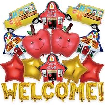 Welcome Back to School Balloons Decorations, 20 PCS Foil Balloon Set First Day of School Party Supplies with Ribbon & Straw