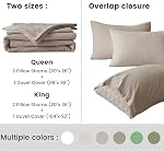 BISELINA King Duvet Cover Set – 100% Cotton Waffle Weave, Reversible 3PCS Bedding Set (1 Duvet Cover + 2 Pillow Shams), Soft, Breathable, Shabby Chic Style – Khaki, All Season