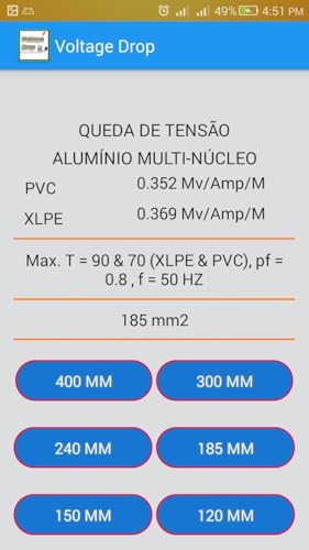 Calculadora de queda de tensão elétrica