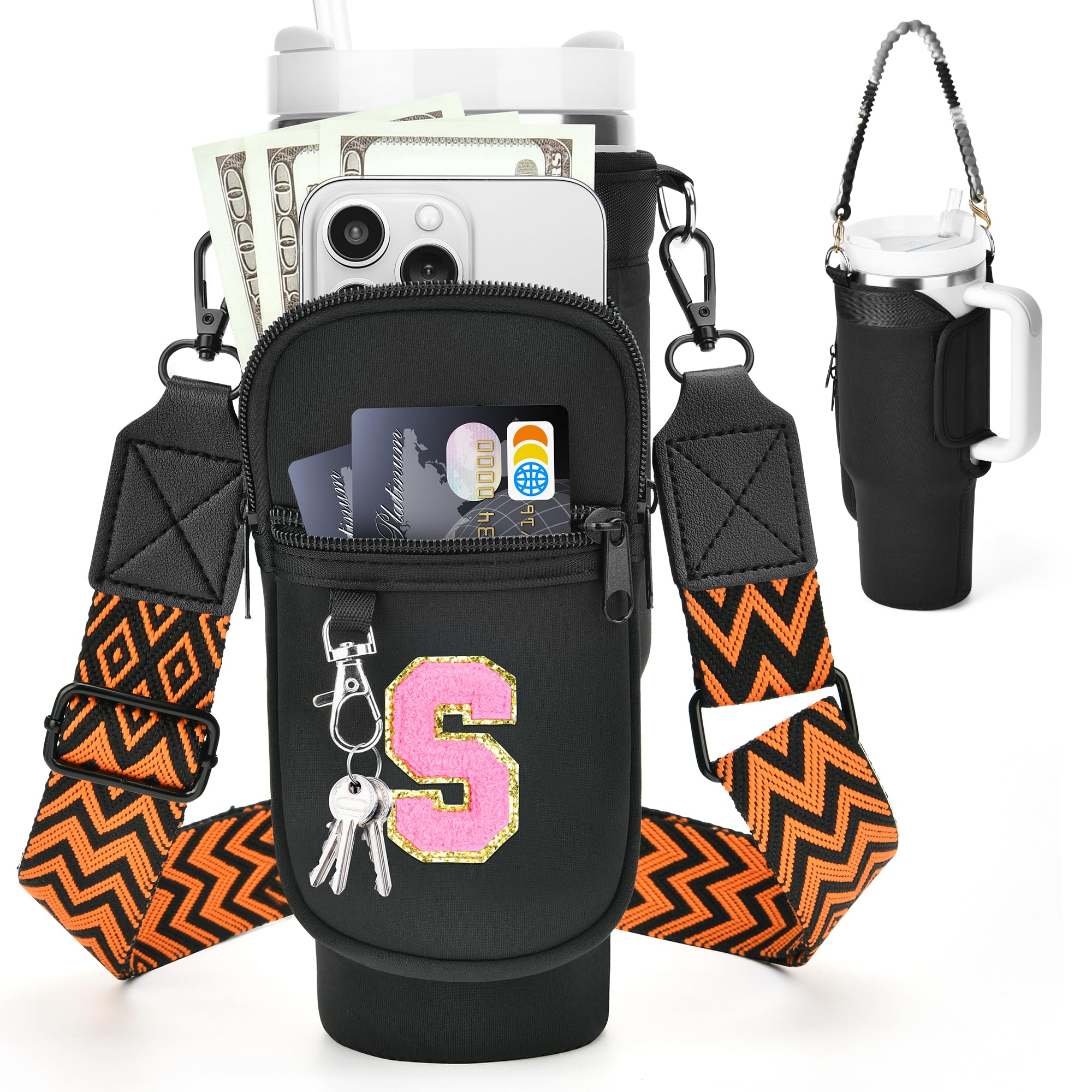 FLWVOG Bling Stanley Cup Bag - Diamond Encrusted Tumbler Carrier With Strap For 40 Oz