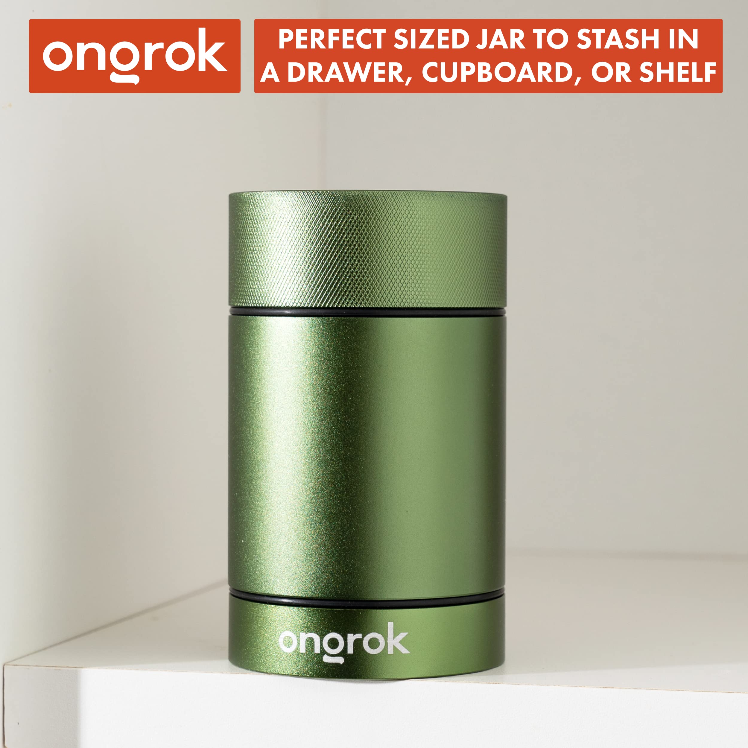 ONGROK Aluminum Storage Container, 180ml, Air Proof Jar to Preserve Smell and Aroma, Green - Image 2