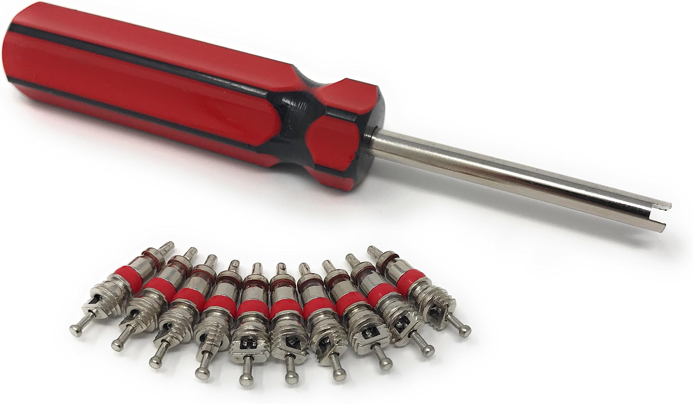 SPHAccessories Tyre Valve Core Insert 10 pcs With Remover Tool Schrader Car Bike Motorcycle