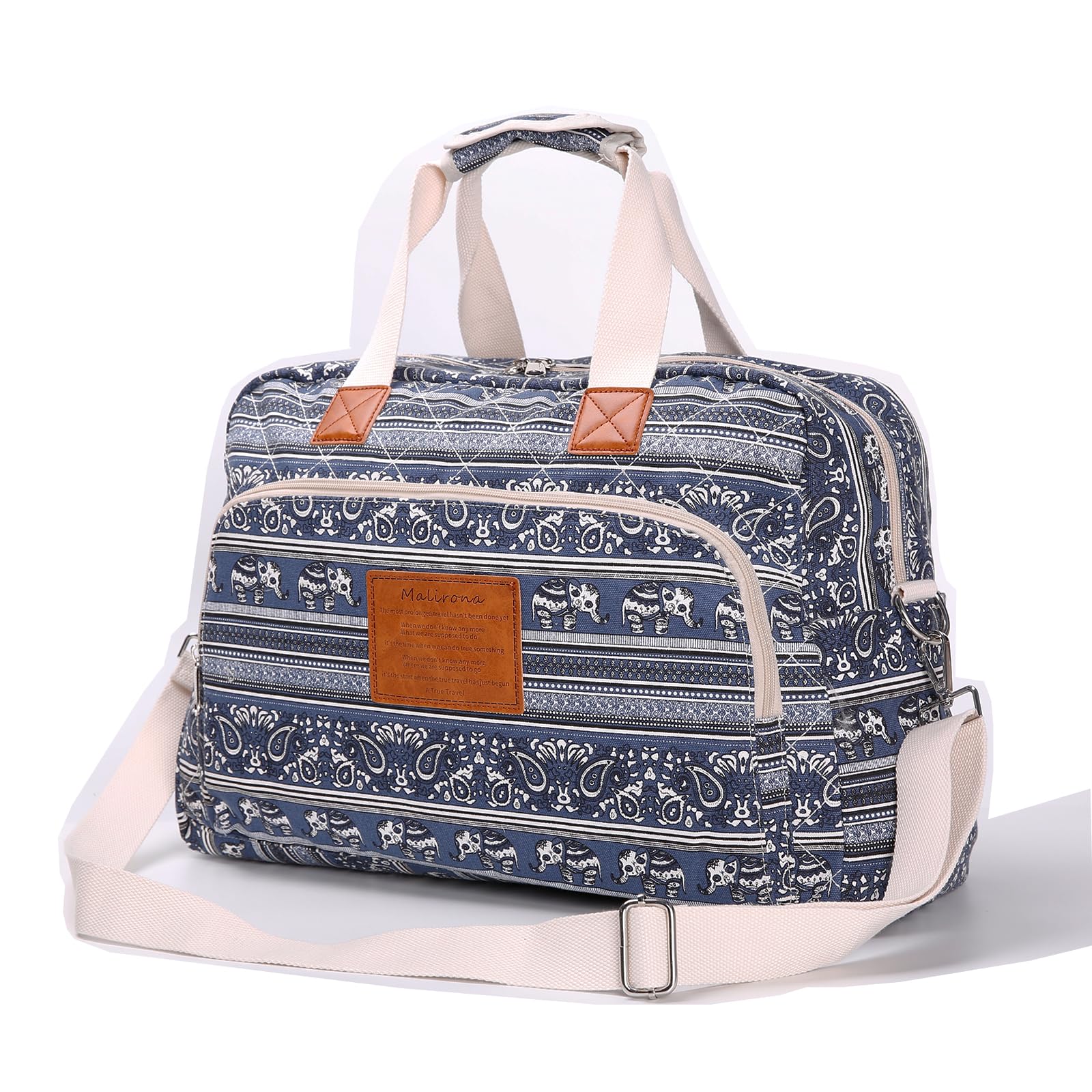 Malirona Canvas Overnight Bag Women Weekender Bag Carry On Travel Duffel Bag Floral